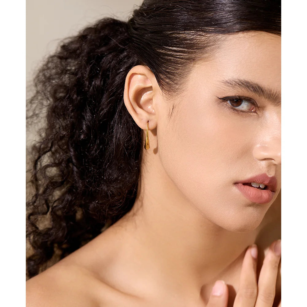 Boucles d'oreilles minimalistes en acier inoxydable, simple, chic