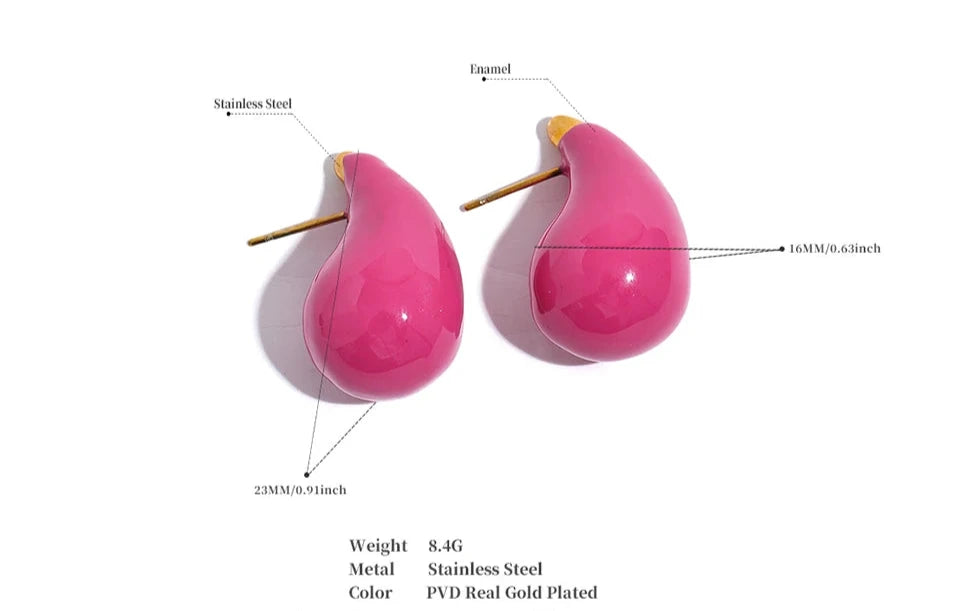Émail acier inoxydable goutte d'eau populaire boucles d'oreilles élégantes