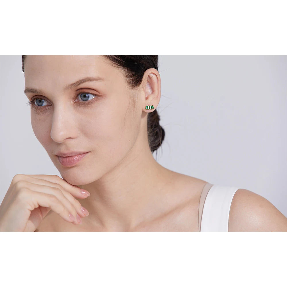 Boucles d'oreilles à tige en acier inoxydable avec zircone cubique multicolore et délicate, bijoux de luxe et tendance