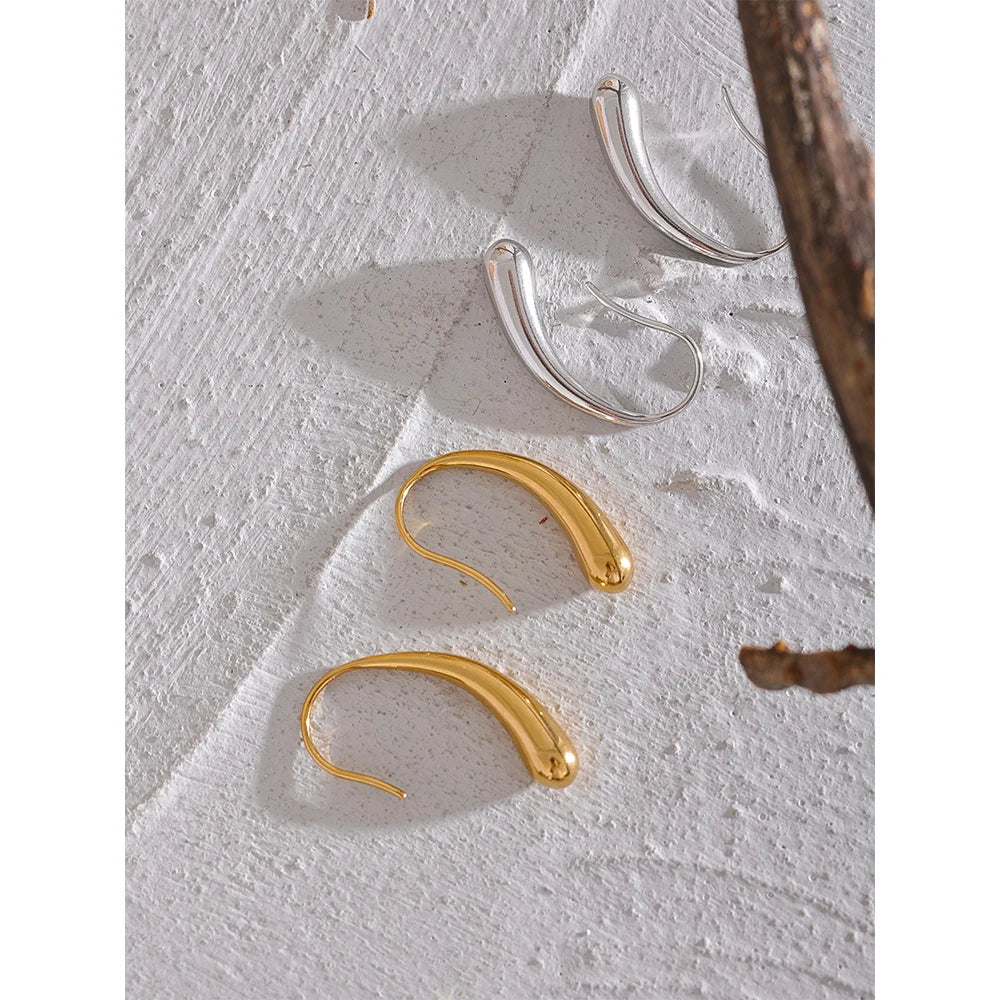 Boucles d'oreilles minimalistes en acier inoxydable, simple, chic