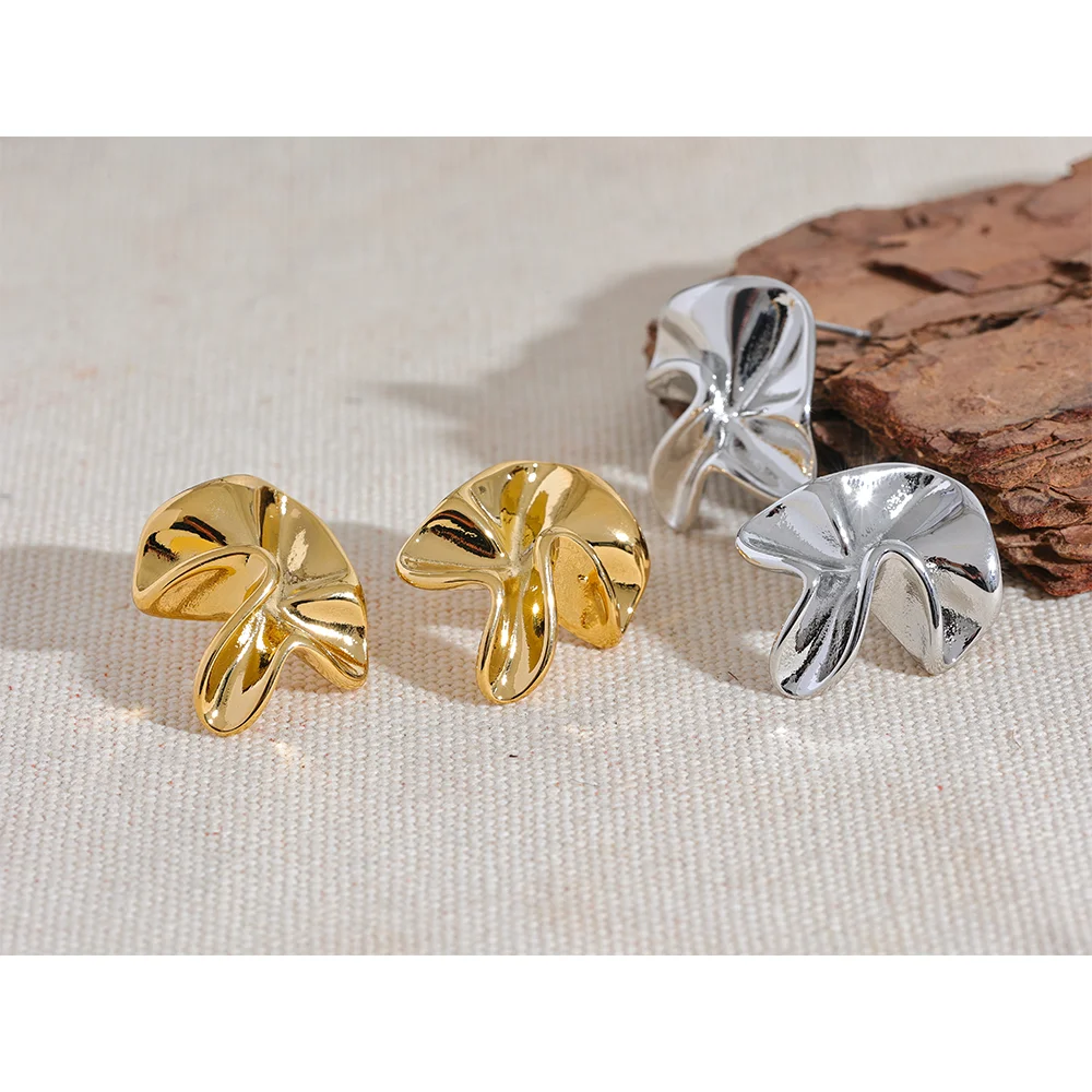 Boucles d'oreilles fleurs irrégulières en acier inoxydable, bijoux modernes et créatifs