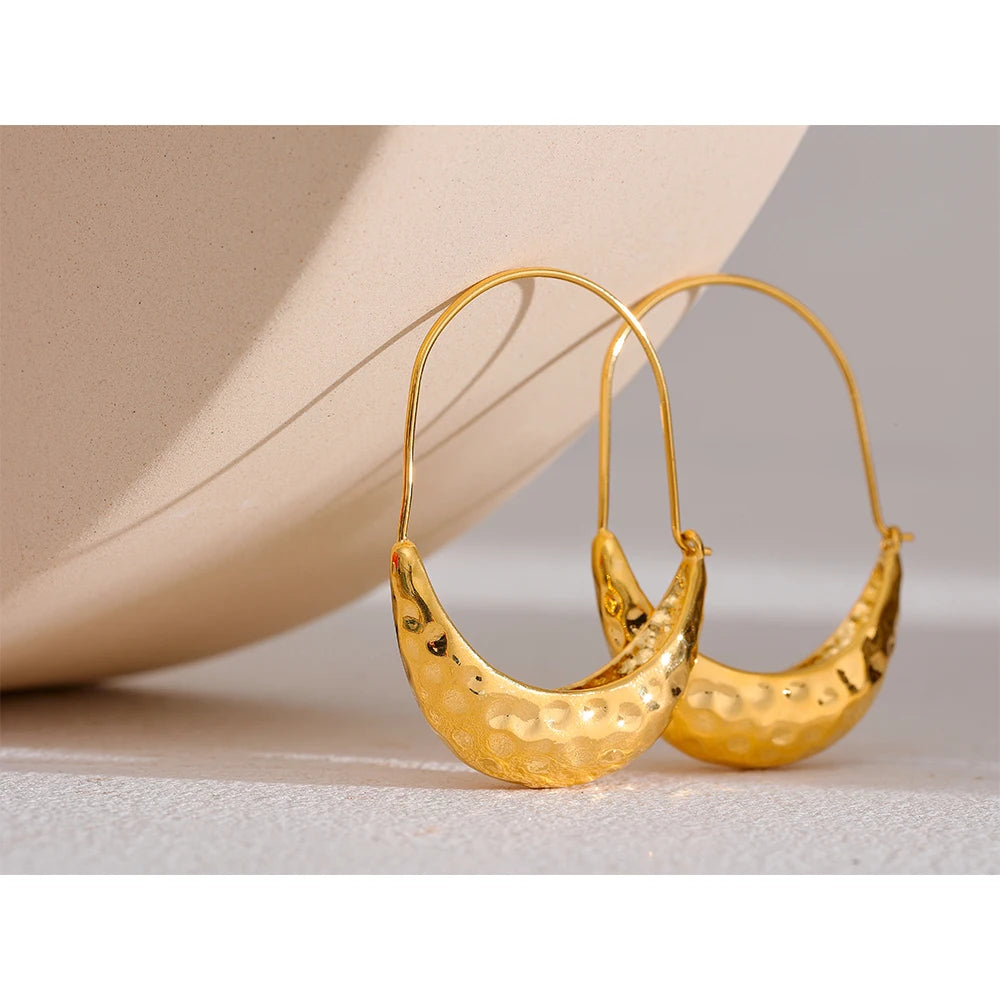 Boucles d'oreilles texturées en acier inoxydable, bijoux à la mode