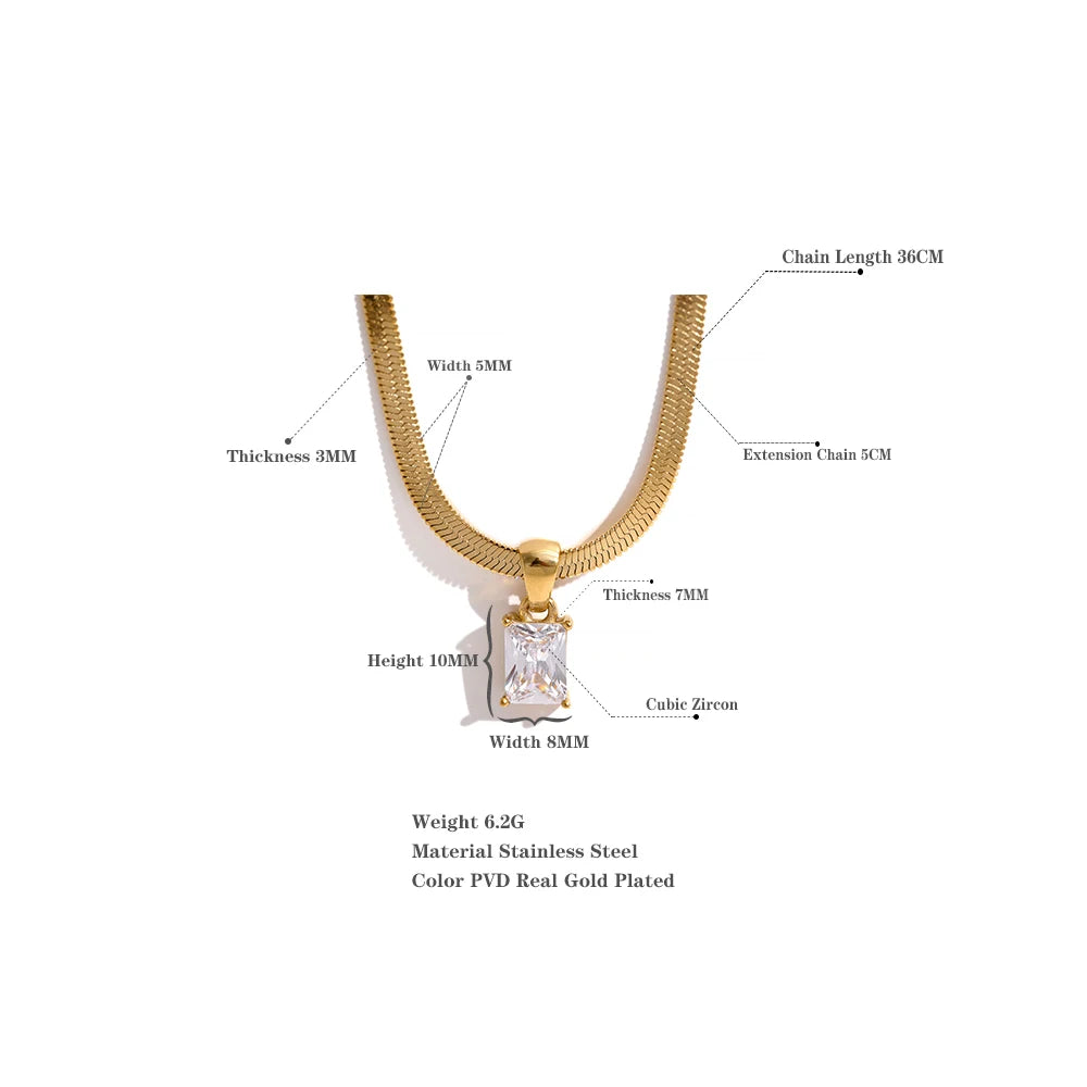 Collier géométrique en zircone cubique, forme carrée, bijou à la mode